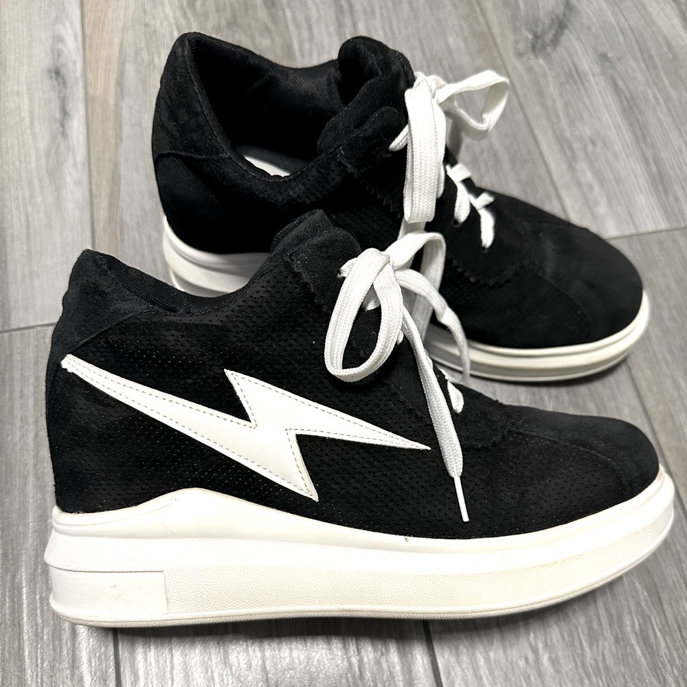 Anthony Wang | Womens Black & White Sneakers | White Platforms